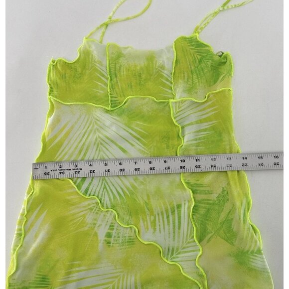 Bershka Mesh Palm Print Cami Mini‎ Dress Size M Summer Boho Festival - Picture 11 of 12